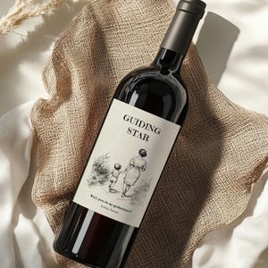 Custom Godmother Proposal Wine Label template. Wine bottle label for a personalized Madrina gift. Editable digital template.