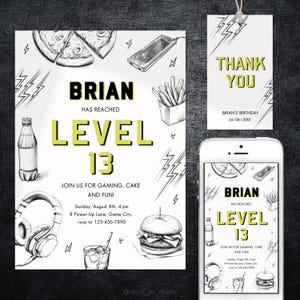 13th Birthday Invitation Template. Gamer Birthday Invite for a Boy. Gaming Party Invite for a Teenager. Digital Editable Template.
