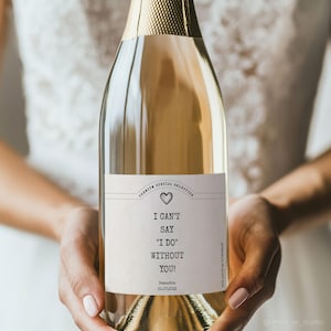Custom Bridesmaid Champagne Label. Wine Bottle Label for a Bridesmaid or Maid of Honour Proposal Gift. Full Bottle and Mini Champagne Labels