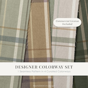 Seamless Tartan Pattern | Sage Green Plaid Wallpaper & Fabric | Cottagecore Farmhouse Design | Commercial License