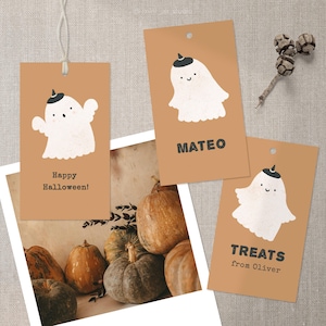 Halloween Treat Tag, Boo Korb-Tag, digitale personalisierte Vorlage. Ein süßes Geschenk für Babyparty, Babyparty, Babyparty.