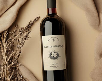 Pregnancy Announcement Wine Label, Grandparent Reveal Gift Idea for New Grandparents, Editable Digital Template