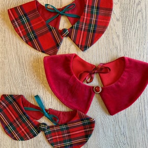 Detachable Peter Pan collar Round/pointed Red tartan
