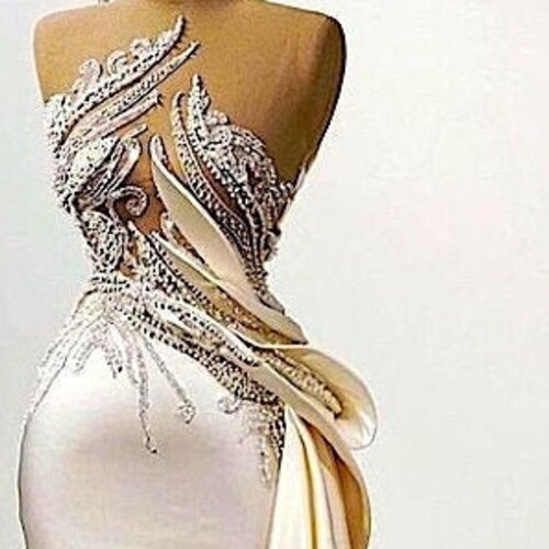 Elegant Handmade Wedding Gown High Couture Crystal Rhinestones | Etsy