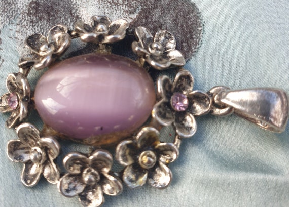 Vintage Retro Purple Cats Eye Amethyst Rhinestone Earrings 80/'s Art Deco Revival
