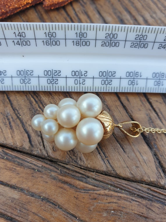 Vintage Pearl Cluster Pendant on Gold Plated Chain - Gem