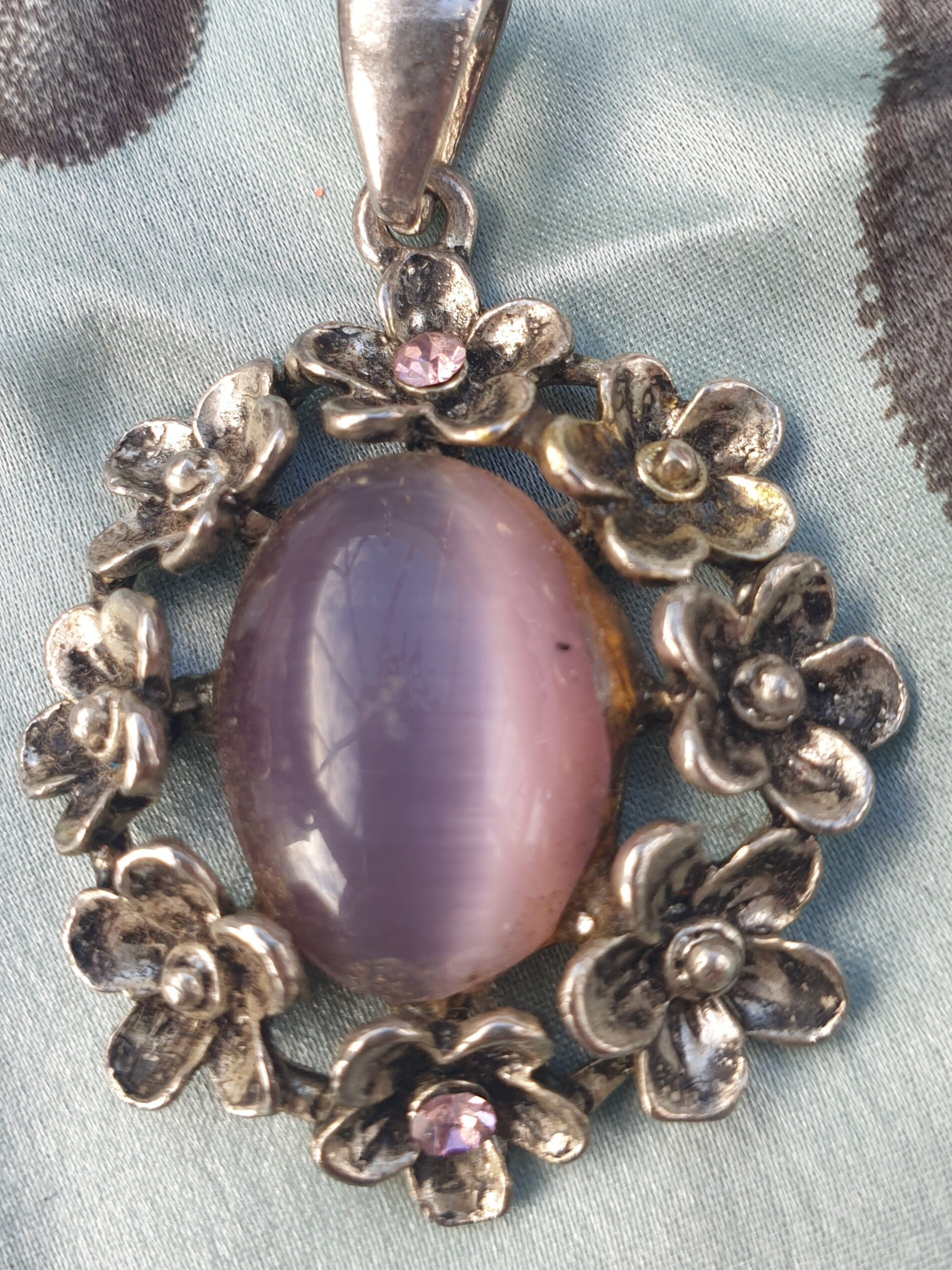 Amethyst Cats Eye Silver Pendant Etsy 日本