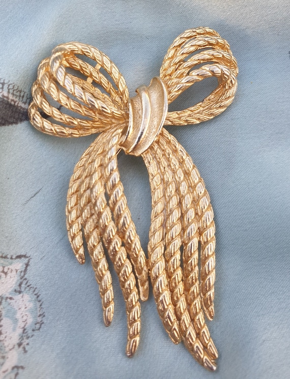 Vintage Gold Tone Rope Style Bow Brooch Etsy Australia