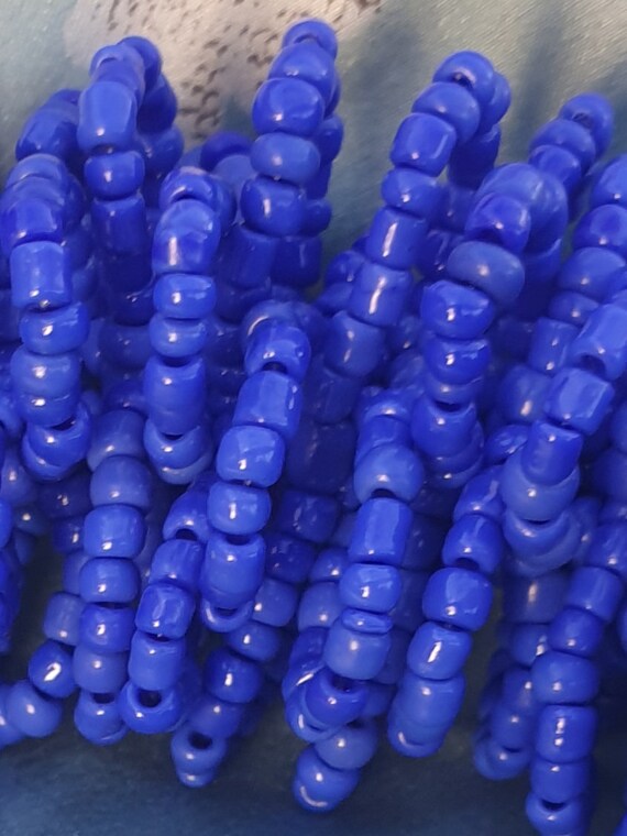 Handmade seed bead beaded necklace in electric blue