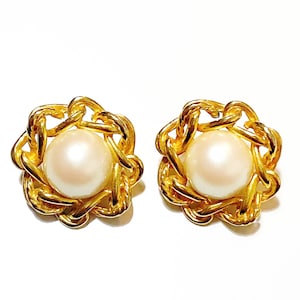 Classic Givenchy Gold and Pearl Cabochon Earrings