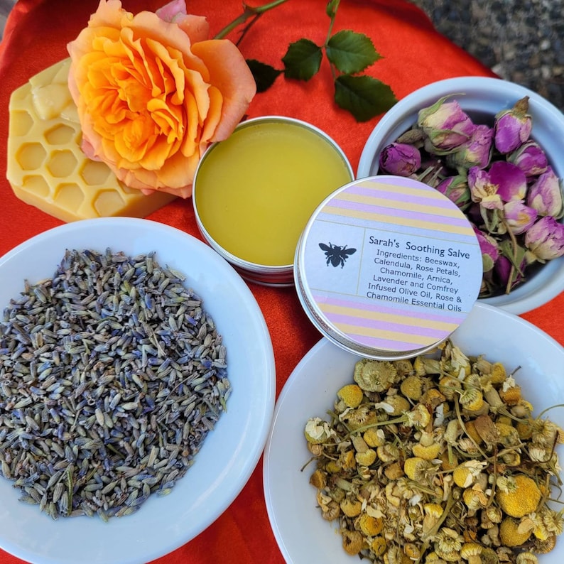 Soothing Salve, Made With Beeswax, Olive Oil Infused With Rose Petals