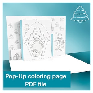 Pop-up room Merry Christmas.  Gingerbread house. Pop-up postcard. Merry Christmas. Paper crafts in the form of a pop-up room.
