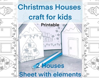 Christmas houses . Christmas craft for kids, Doll house. Christmas paper crafts. Printable house. Paper craft for kids