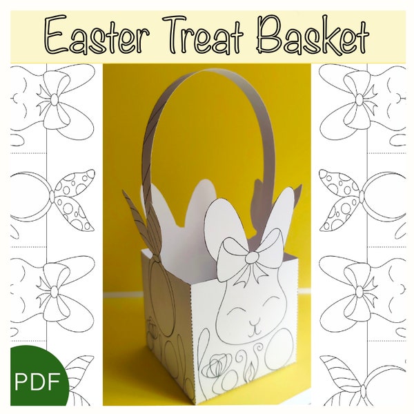 Printable Easter  paper toy. Spring.  Kids craft. Easter treat Basket. DIY. Activities. Preschool. Paper craft printable kids. PDF file