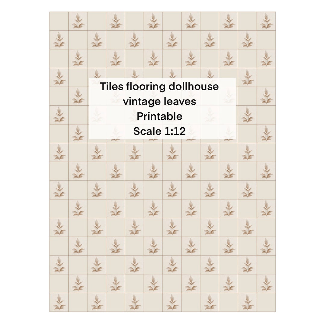 Dollhouse Flooring Tiles, Printable Download,leaves Vintage Tiles ...