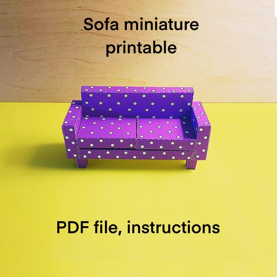 Paper Doll House Furniture Sofa Purple Polka Dots . Miniature - Etsy