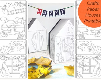 Halloween diy papercraft. Haunted house. Set 3. Printable Halloween decor. Dollhouse origami.  Paper  kids activity. Instant download.