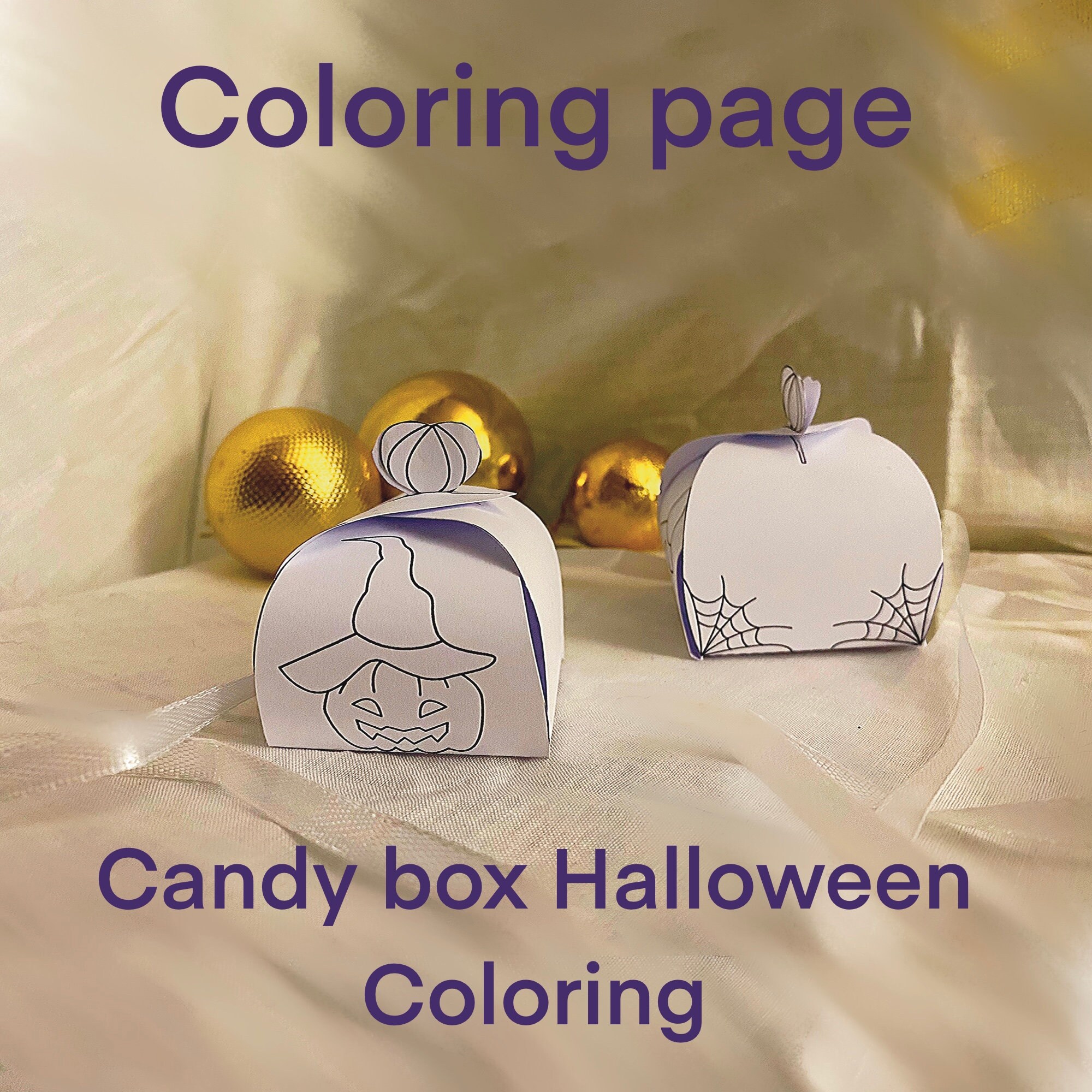 Candy Box Halloween. Coloring Page. DIY. Halloween Treat Box. Etsy
