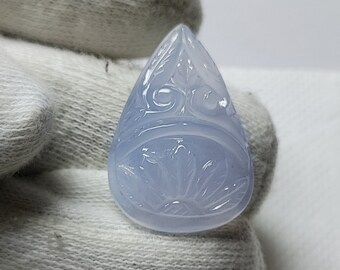 3539.5 MM Aprox chalcedony Carving Natural Chalcedony Blue Chalcedony Direct Manufacture Sale CTS 61 Etsy