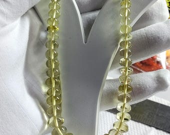 天然レモンクォーツのラウンドビーズ：ジュエリー製作に最適な滑らかな天然石（8インチストランド）