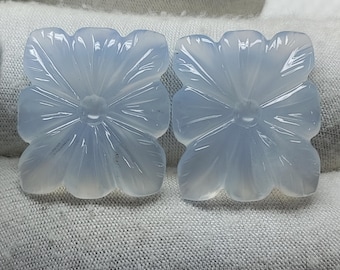 Talla de calcedonia azul: forma de cojín, 2 piezas para hacer joyas
