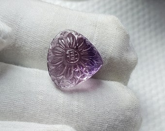 Amethyst Carving, Natural Amethyst, Amethyst For Jewelry Making, Size,14×15 MM Aprox, CTS, 8.30