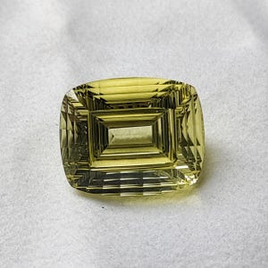 Lemon Quartz Concave Cut | Lemon Quartz Loose Gems For Jewelry Making | Lemon Quartz Faceted Cut Stone | Size 15.5×19 MM Aprox | CTS 20.80