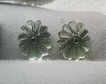 Green Amethyst Carved Pair | Gemstone Used For Jewelry | Natural Amethyst