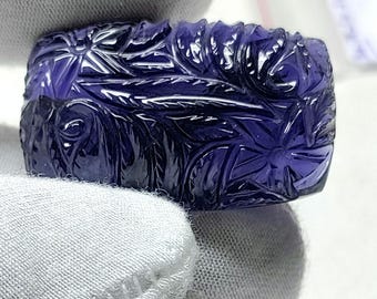 Iolite Carving: Natural Cushion Shape Gemstone (20.5x33 MM)