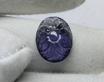 Iolite Carving | Gemstone For Jewelry Making | Natural Blue Iolite Oval Shape