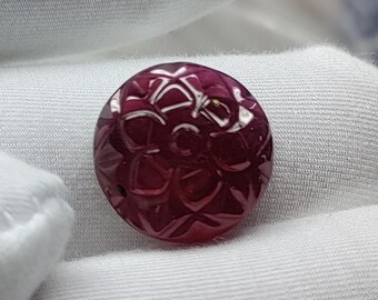 Tallado de rubí rojo: Rubí redondo relleno de vidrio para joyería (14 x 14 mm)