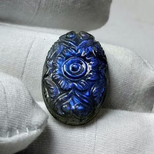 Labradorite Carving | Labradorite For Jewelry Making | Natural Blue Fire Black Rainbow | Size 16×24 MM Aprox | CTS 19.20