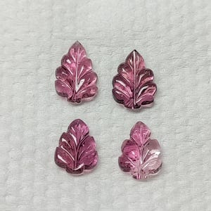Pink Tourmaline Pear Shape Carvings: Jewelry Making Stones (6-7mm, Set of 4