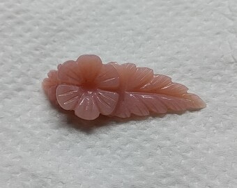 SEI様【2117】お花プレート乗せ龍亀 ピンクオパール ピンクオパールフラワー彫刻ルースジェムストーン、34 x 35 mm～34.5 x