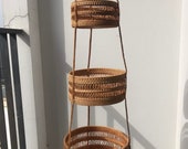Vintage Rattan Hanging 3 Tiers Baskets,Woven Basket,Container,Storage Woven Basket,Tray Wall Basket Decor,Handmade Baskets,Home Decor