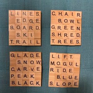 Custom Rustic Scrabble Coasters // Set of 4, 6 or 8