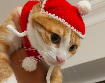 Santa Claus Hat for Cats, Soft Cat hat Santa Claus Hat, Christmas Hat for Cats, Christmas Cat Photo Prop, Santa Cat Hat