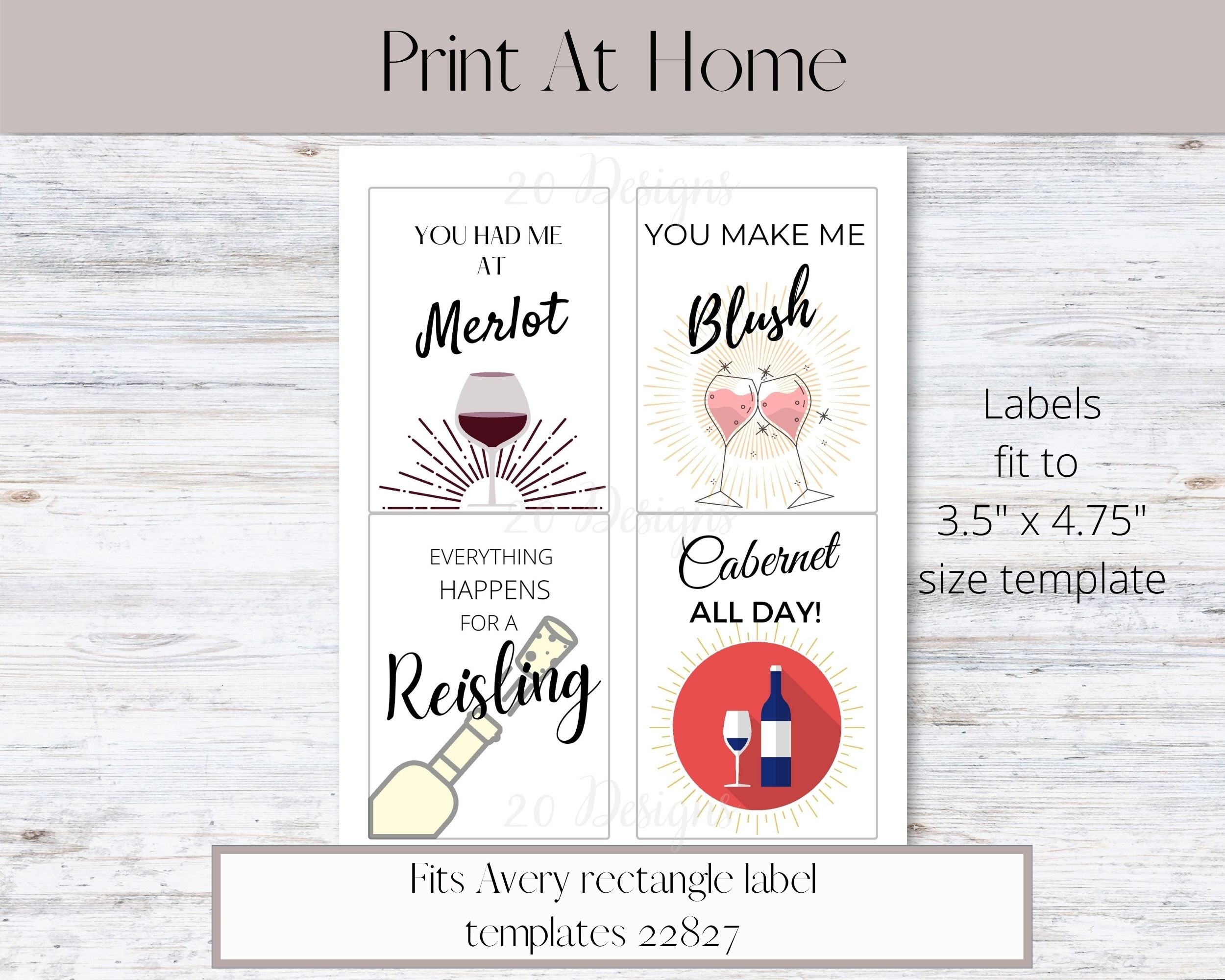PRINTABLE Wine Labels Wine Gifts Etsy