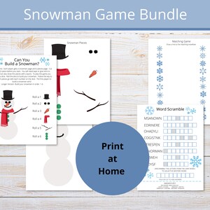 PRINTABLE SNOWMAN GAMES | Print at Home | Instant Download - Etsy