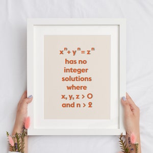 O Último Teorema de Fermat Xn + Yn = Zn Pôster de matemática para impressão, camiseta, caneca SVG e arquivo PDF funciona com Cricut, Silhouette Cameo