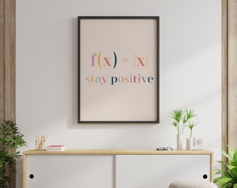 Stay Positive Like Absolute Value Printable Math Poster, Math Classroom Decor for High School and Middle School Teachers