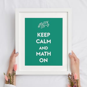 Mantenha a calma e a matemática no pôster de arte de parede de matemática, camiseta, caneca SVG e arquivo PDF funciona com Cricut, Silhouette Cameo