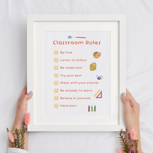 Classroom Rules Printable Fun Motivational Math Poster, Fun Math Classroom Decor for High School and Middle School Teachers