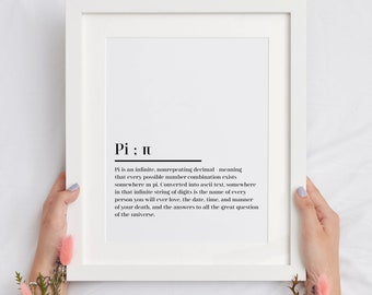 Minimalist Daily Life Definition of Pi Printable Math Poster