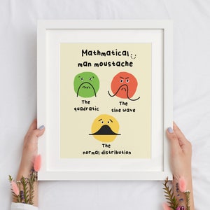 Pôster engraçado de matemática para impressão de bigodes de matemática, decoração de sala de aula para professores do ensino médio e médio