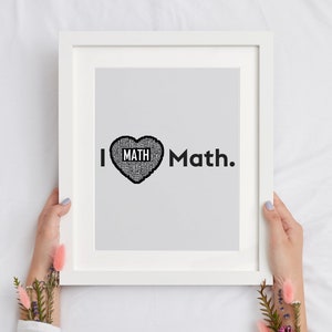 Pôster de parede I Love Math, camiseta, caneca, arquivo SVG e PDF, funciona com Cricut, Silhouette Cameo