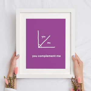 Você me complementa, pôster de arte de parede de matemática, camiseta, caneca, arquivo SVG e PDF, funciona com Cricut, Silhouette Cameo