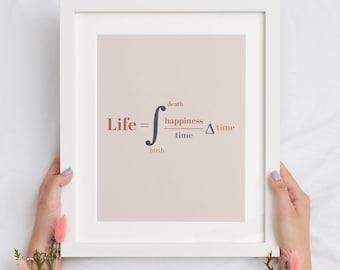 Integral of Life Printable Calculus Math Poster, Fun Calculus Math Classroom Decor for Middle and High School Teachers