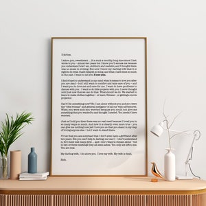 Richard Feynman's Letter to His Wife Printable Poster, Math Classroom