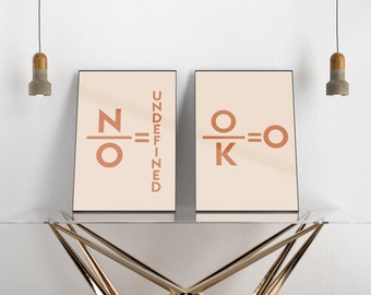 Dividing by 0, OK equals 0 and NO Equals Undefined Printable Math Poster